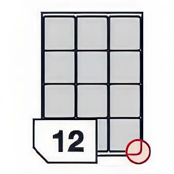 Samoprzylepne etykiety papierowe, zaokrąglone rogi do drukarek laserowych i kopiarek - 12 etykiet na arkuszu