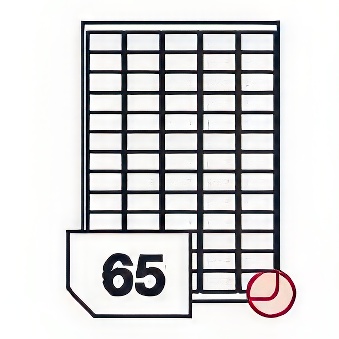 Samoprzylepne etykiety papierowe, zaokrąglone rogi do drukarek laserowych i kopiarek - 65 etykiet na arkuszu