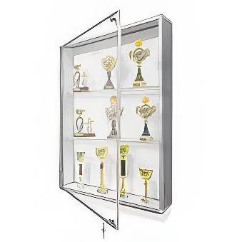 Gablota ekspozycyjna wewnętrzna na puchary z dwiema półkami