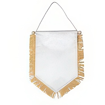 Proporczyk "pięciobok" ze złotymi frędzlami do sublimacji - 25 sztuk