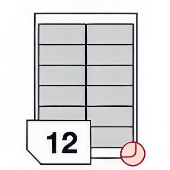 Samoprzylepne etykiety papierowe, wielokrotnego odklejania, zaokrąglone rogi do wszystkich rodzajów drukarek - 12 etykiet na arkuszu