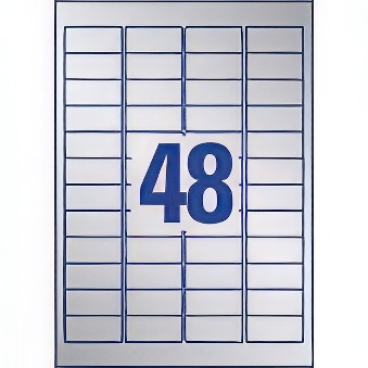 Samoprzylepne etykiety znamionowe foliowe poliestrowe do drukarek laserowych monochromatycznych - 48 etykiet na arkuszu