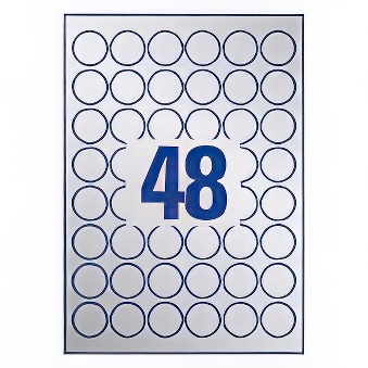 Samoprzylepne etykiety znamionowe foliowe poliestrowe do drukarek laserowych monochromatycznych - 48 etykiet na arkuszu
