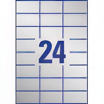 Samoprzylepne etykiety znamionowe foliowe poliestrowe do drukarek laserowych monochromatycznych - 24 etykiety na arkuszu