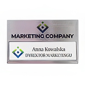 Identyfikator z okienkiem ;  zapięcie - agrafka 