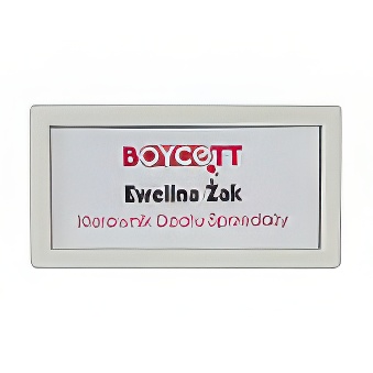 Identyfikator z okienkiem ;  zapięcie - agrafka 