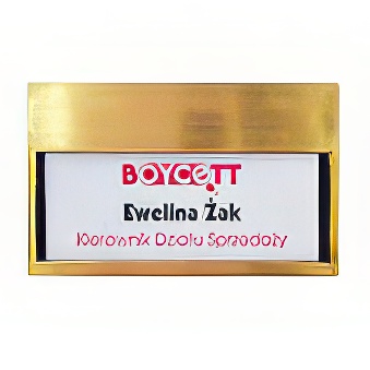 Identyfikator  z okienkiem ;  zapięcie - agrafka